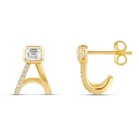 Mixed Shape Bezel Half Diamond Split Huggie Earrings