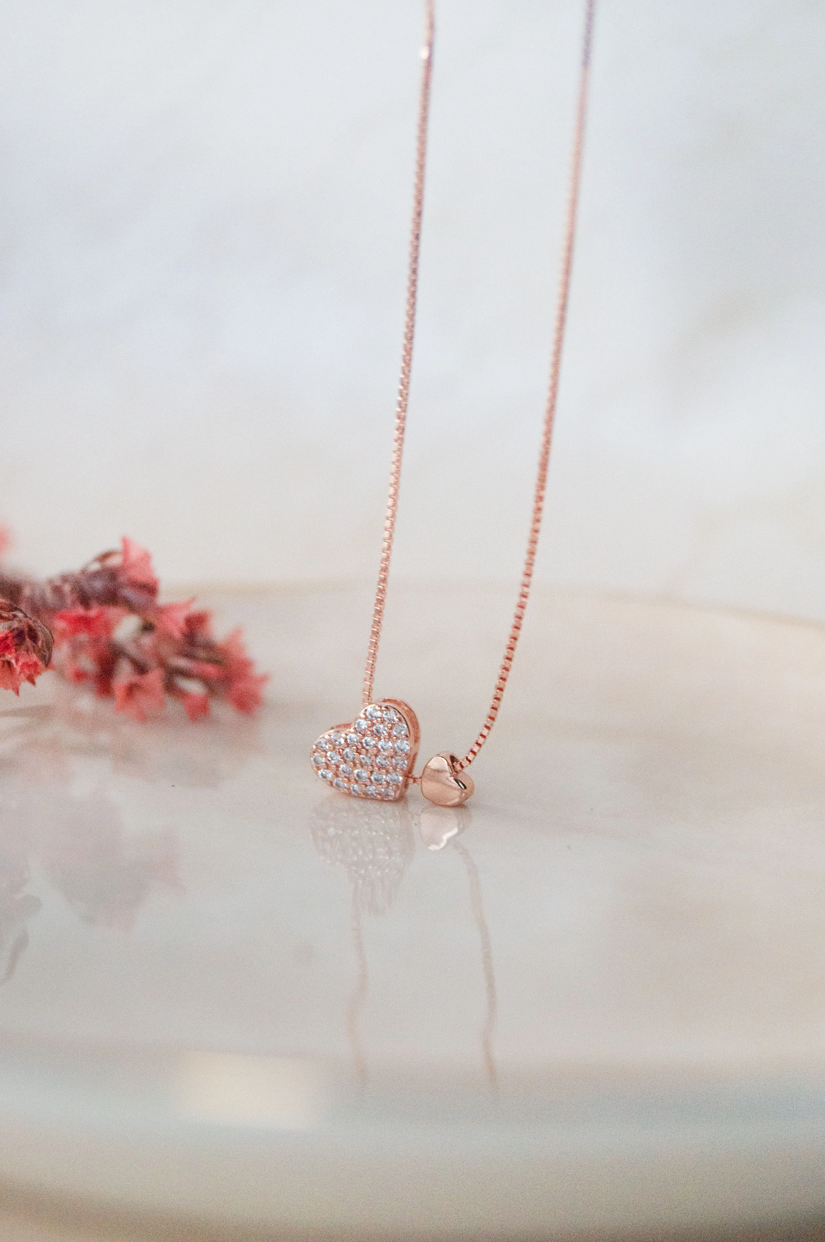 Moving Towards Love Rose Gold Plated Sterling Silver Chain Necklace