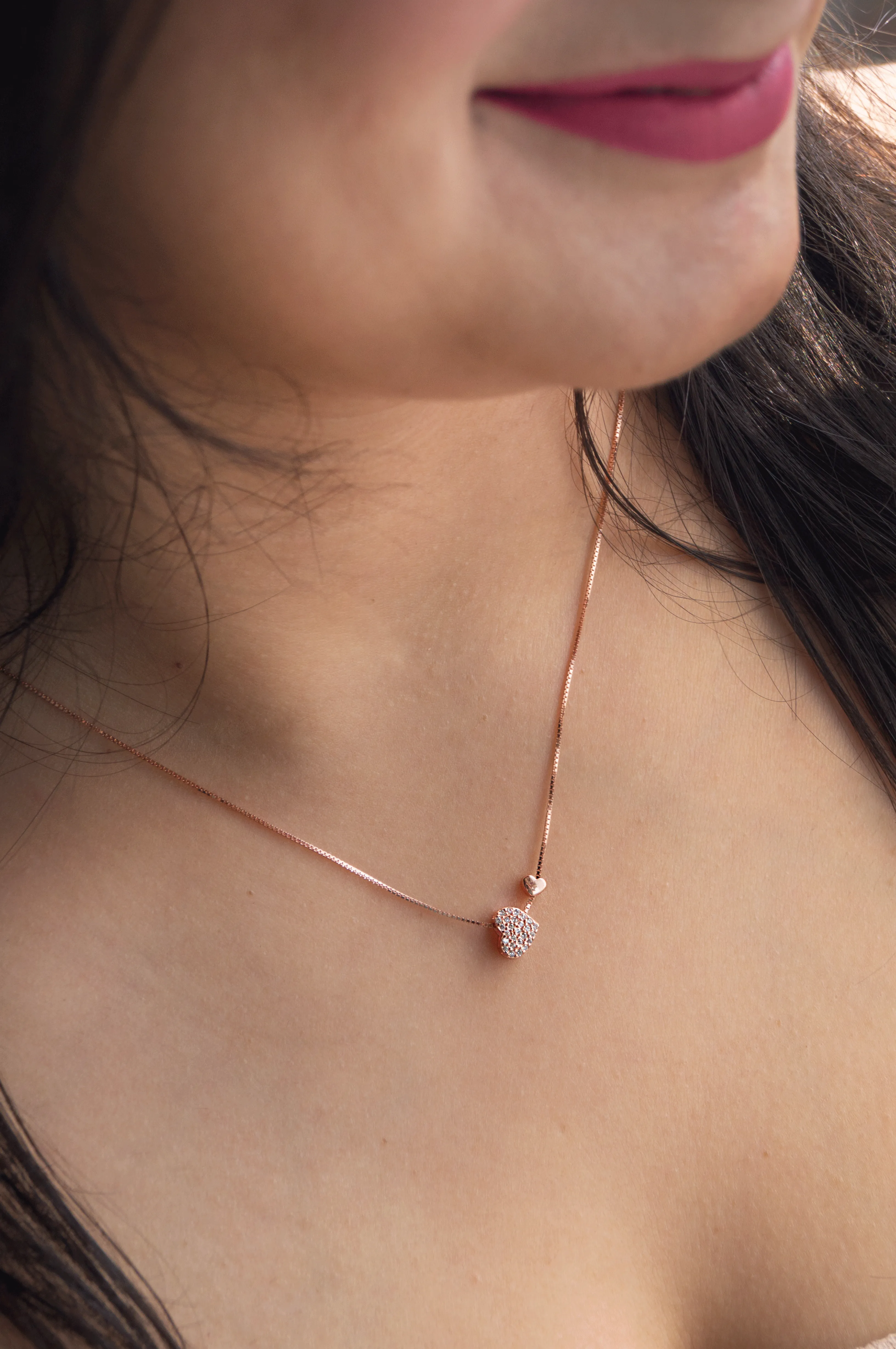 Moving Towards Love Rose Gold Plated Sterling Silver Chain Necklace