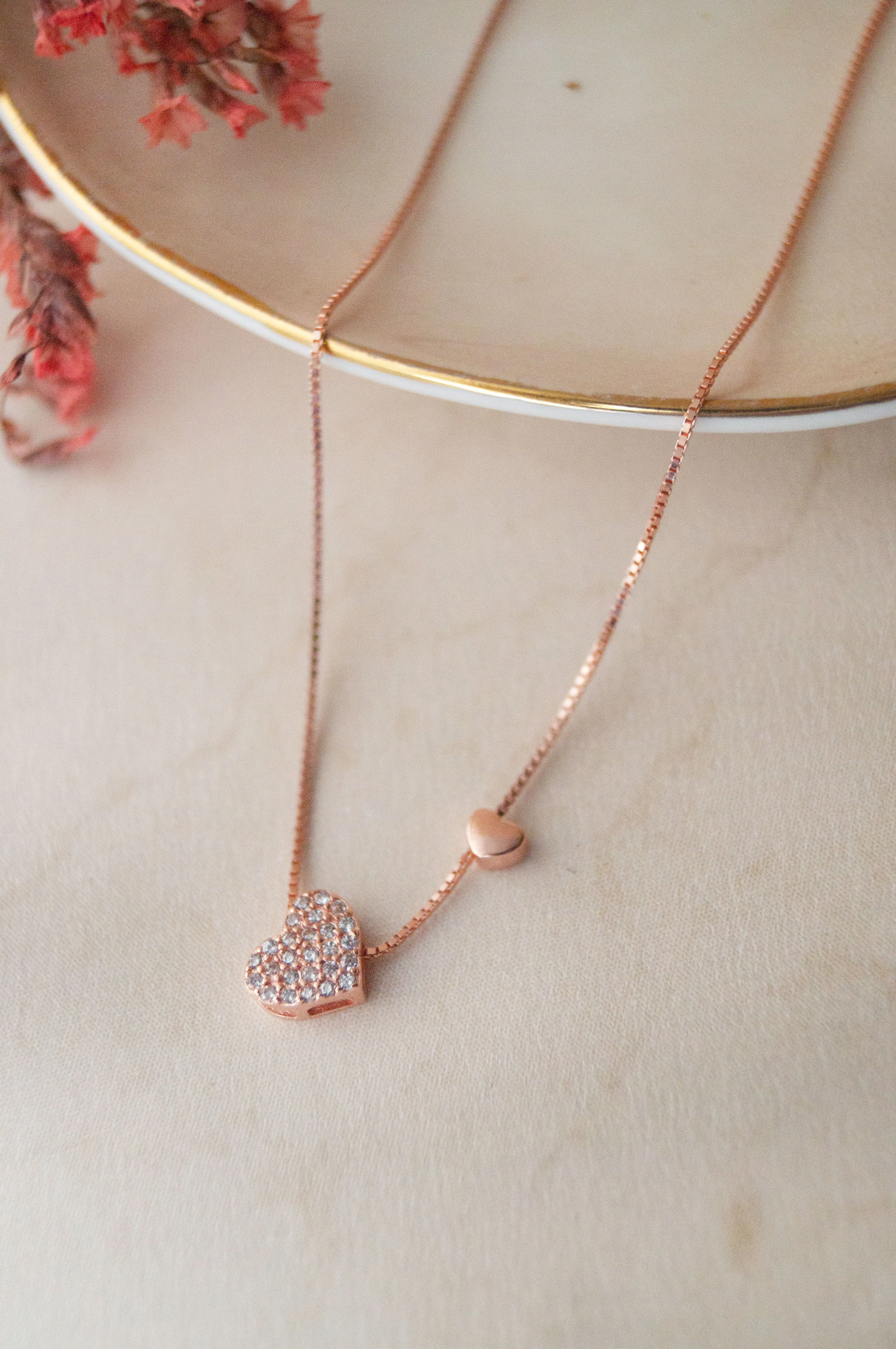 Moving Towards Love Rose Gold Plated Sterling Silver Chain Necklace