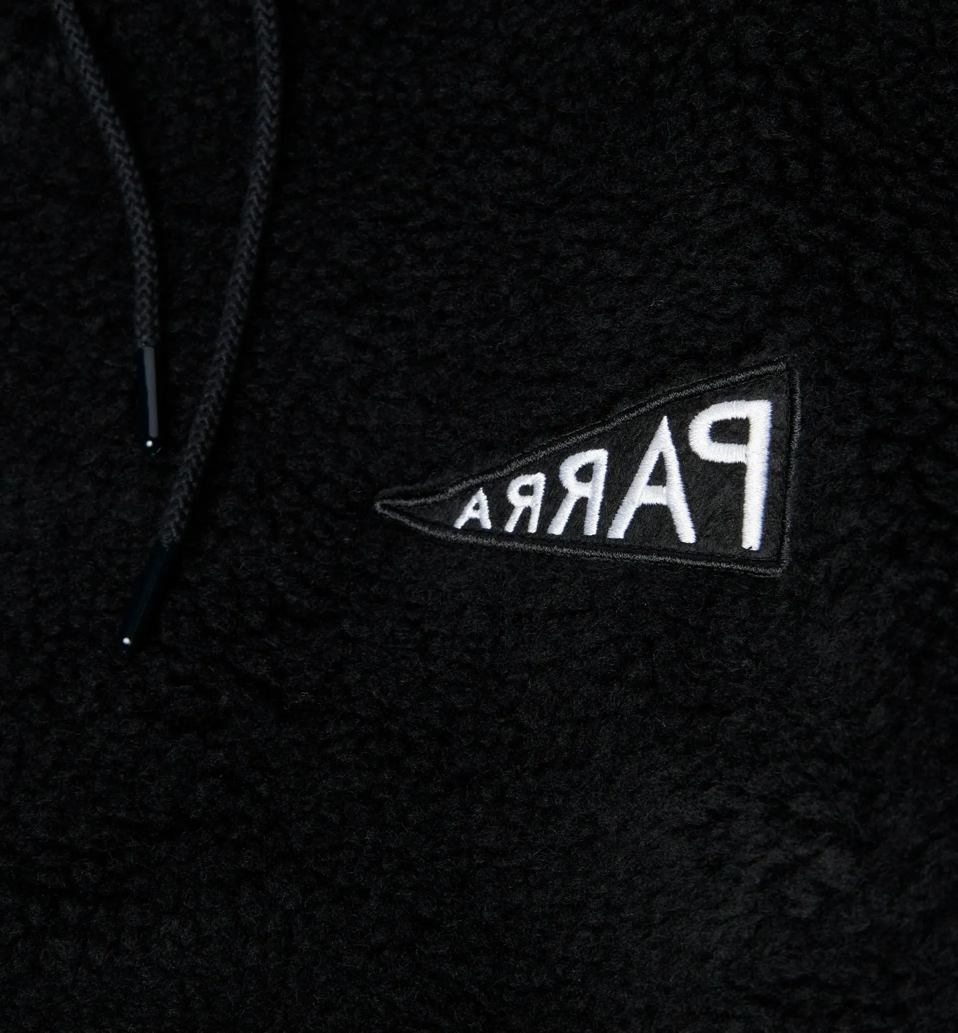 Parra Mirrored Flag Logo Polar Fleece Hooded Pullover - Black