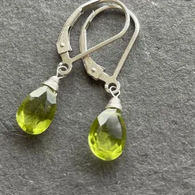 Peridot teenies with leverback earwires