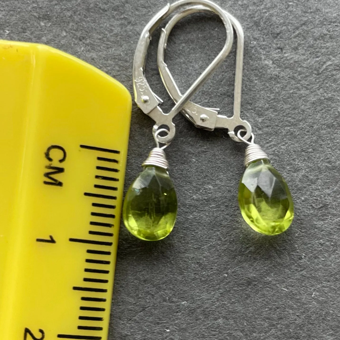 Peridot teenies with leverback earwires