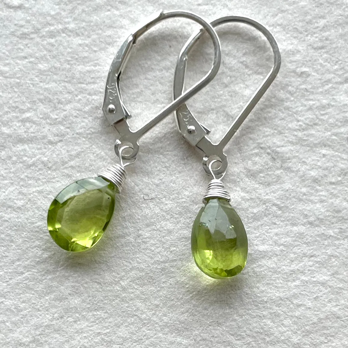 Peridot teenies with leverback earwires