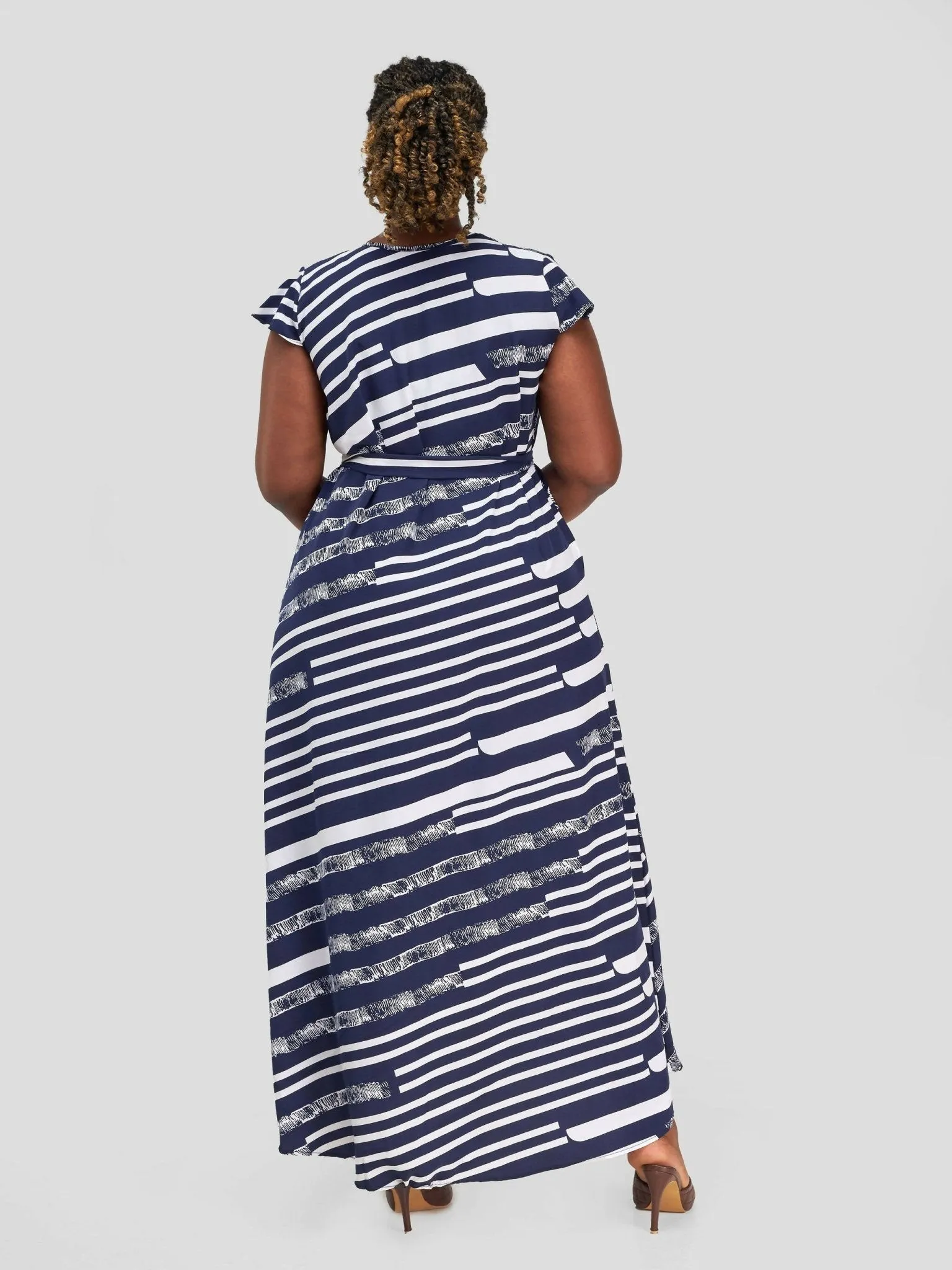 Phyls Collections Malindi Maxi Dress - Navy Blue / White Print