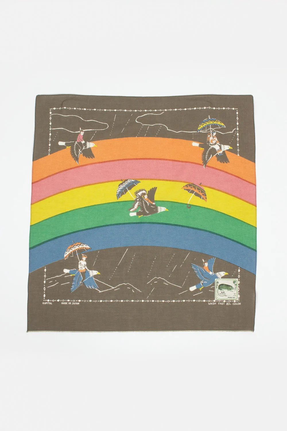 Rainbow and Birds Printed Bandana Khaki