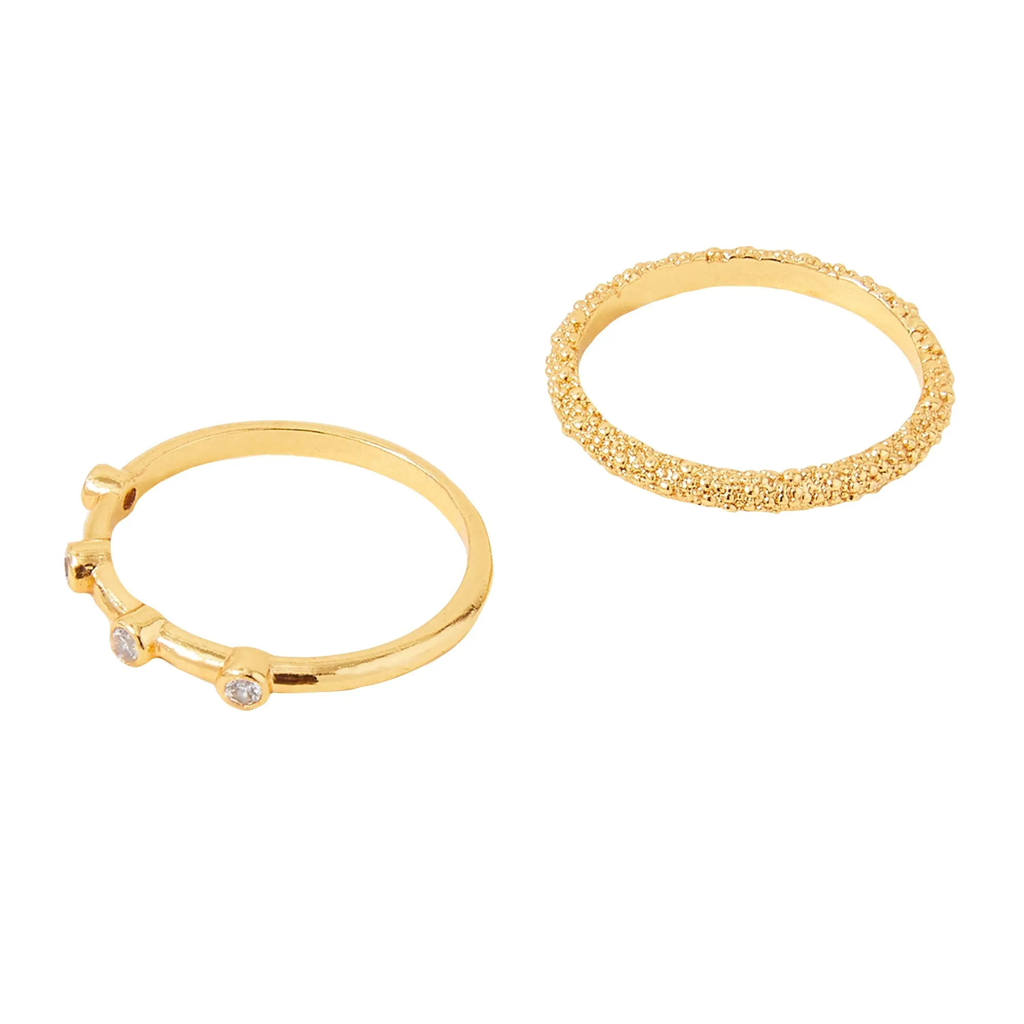 Real Gold Plated Z Gold Sparkle Rings Set Of Two-Medium