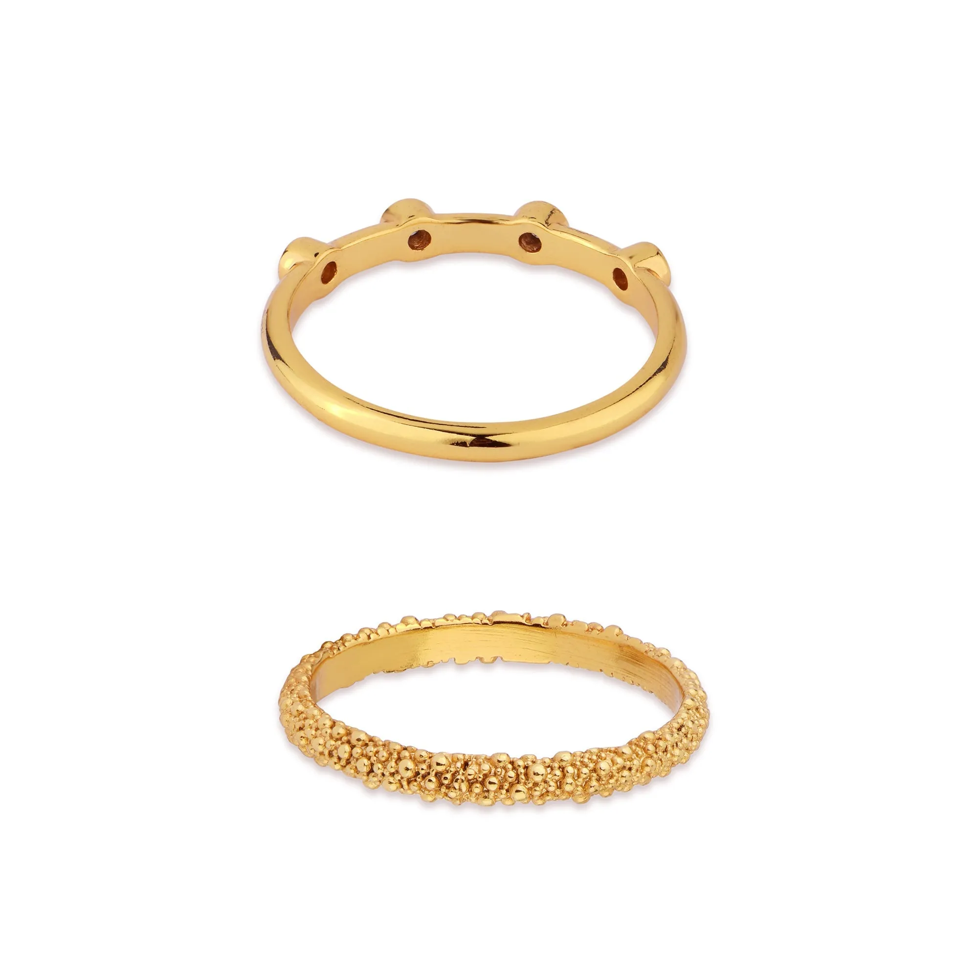 Real Gold Plated Z Gold Sparkle Rings Set Of Two-Medium