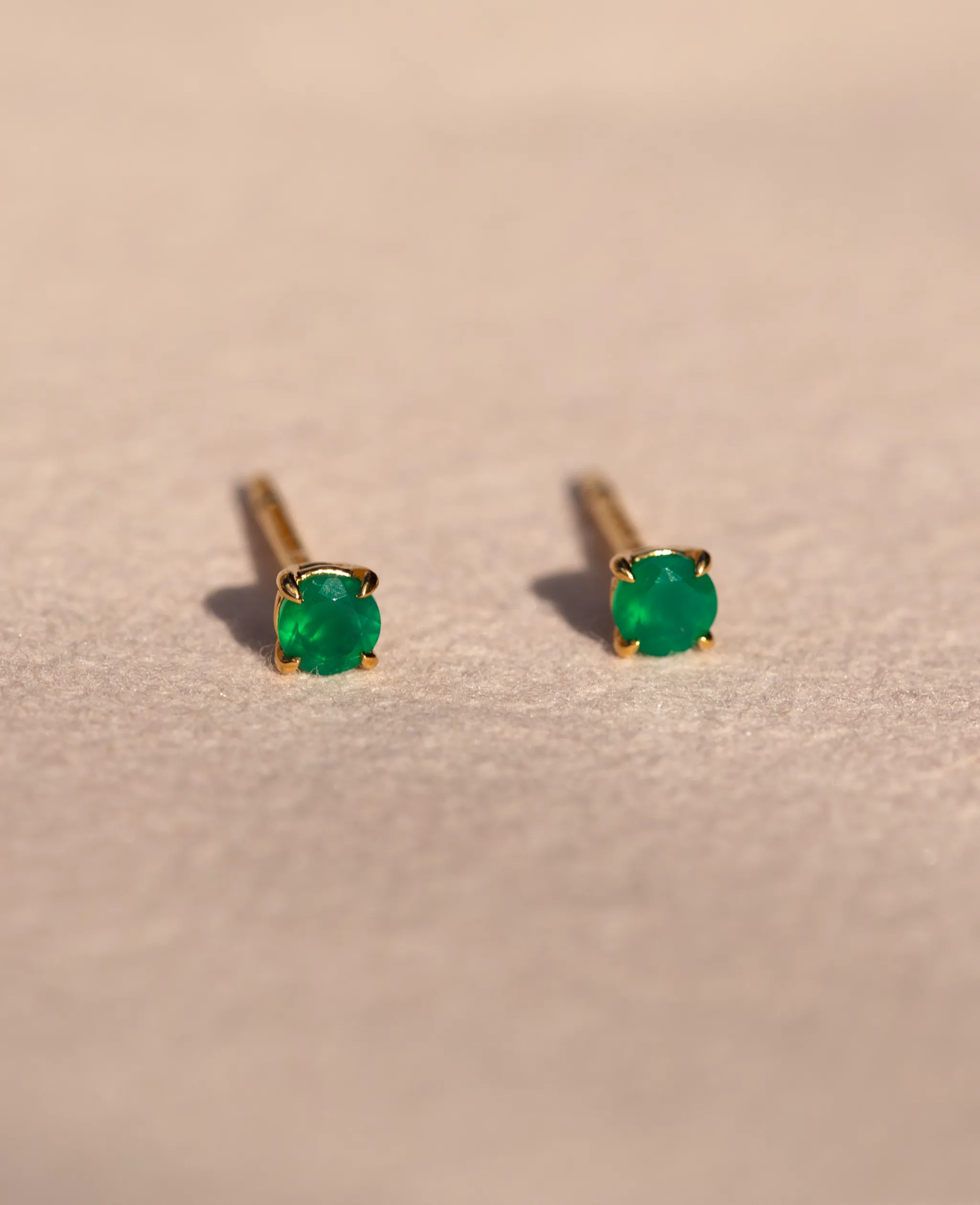 *SAMPLE SALE* Green Onyx Studs Gold