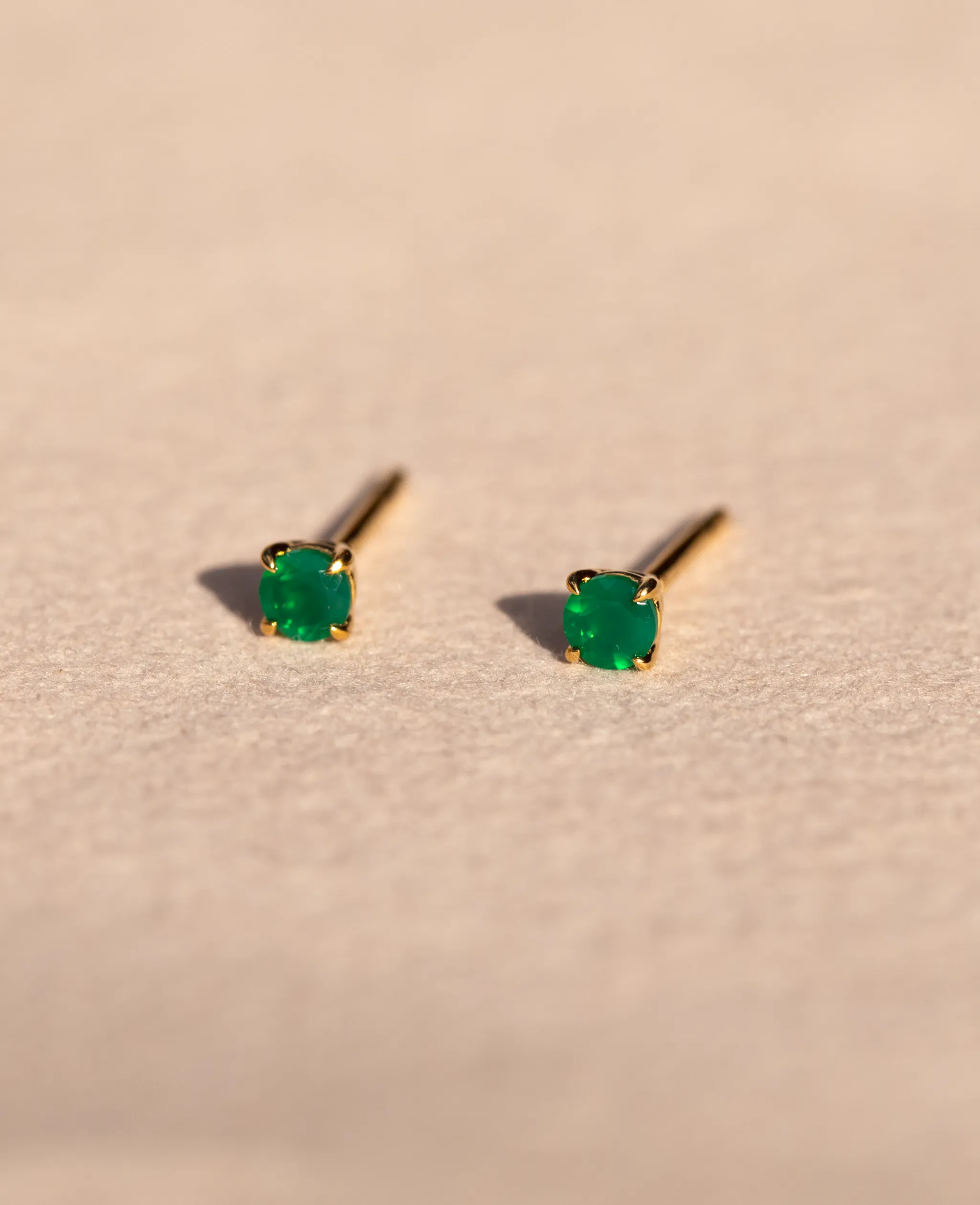 *SAMPLE SALE* Green Onyx Studs Gold