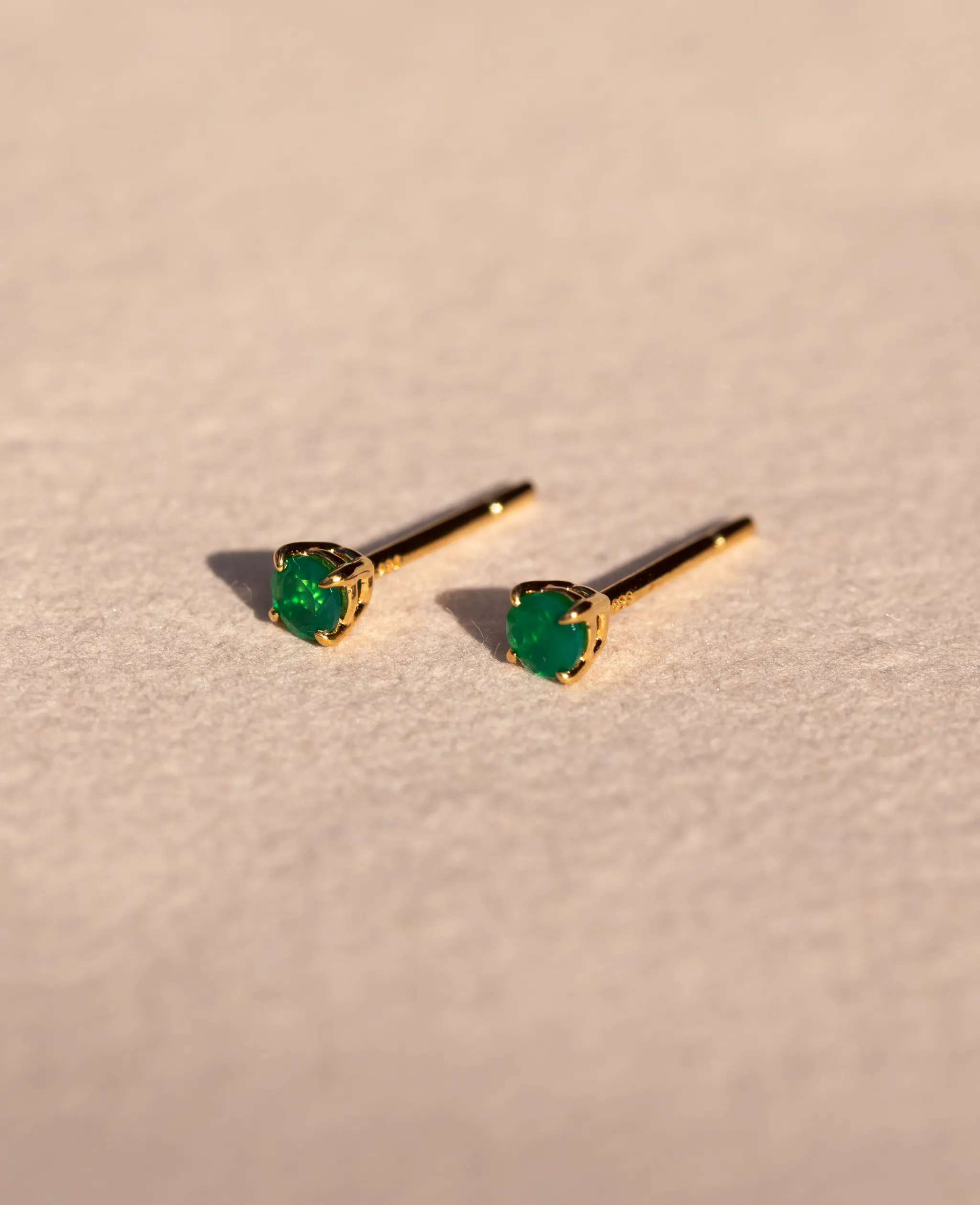 *SAMPLE SALE* Green Onyx Studs Gold