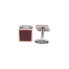 Silver Agate Stone Straight Cufflink