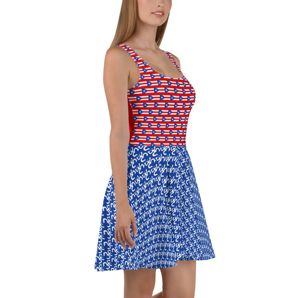 Skater Dress For Patriotic Puerto Rican Party