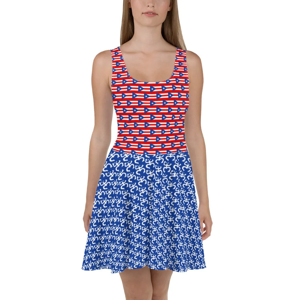 Skater Dress For Patriotic Puerto Rican Party