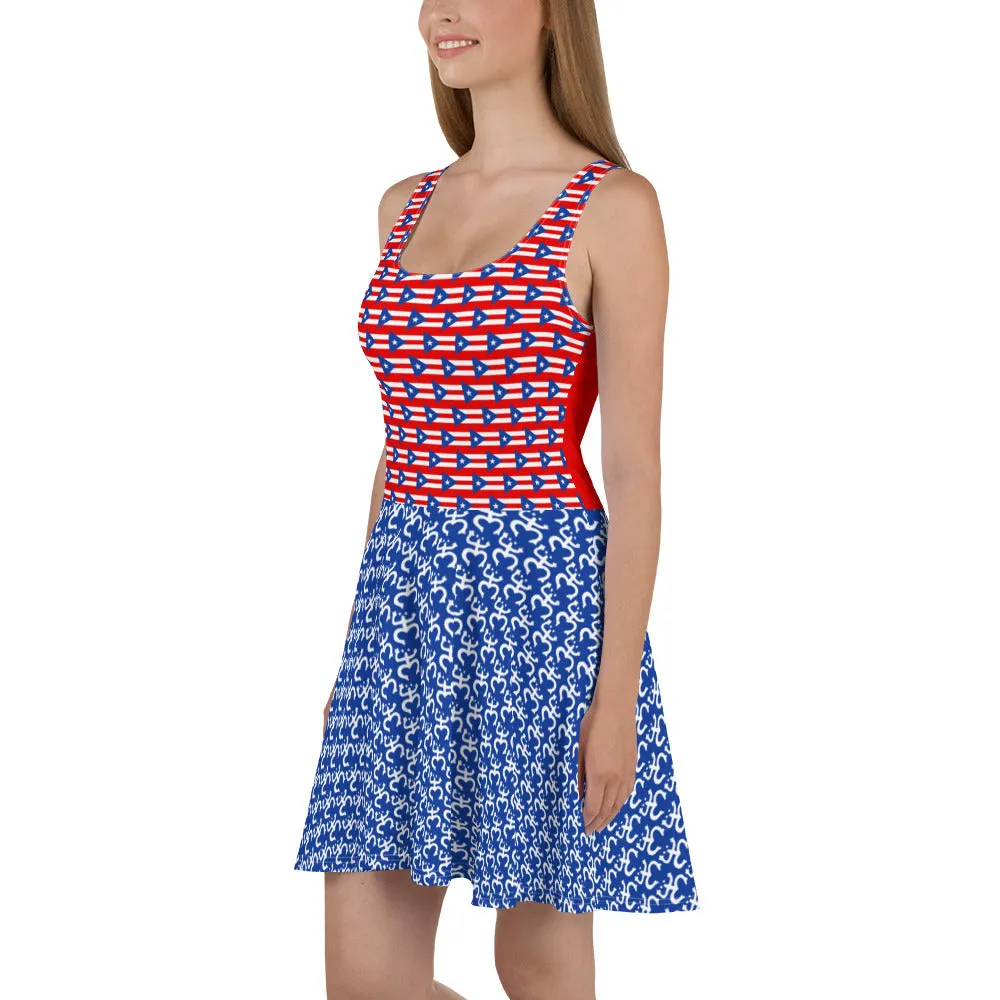 Skater Dress For Patriotic Puerto Rican Party