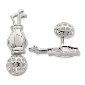 Sterling Silver Reversible Golf Clubs &Ball Cufflinks