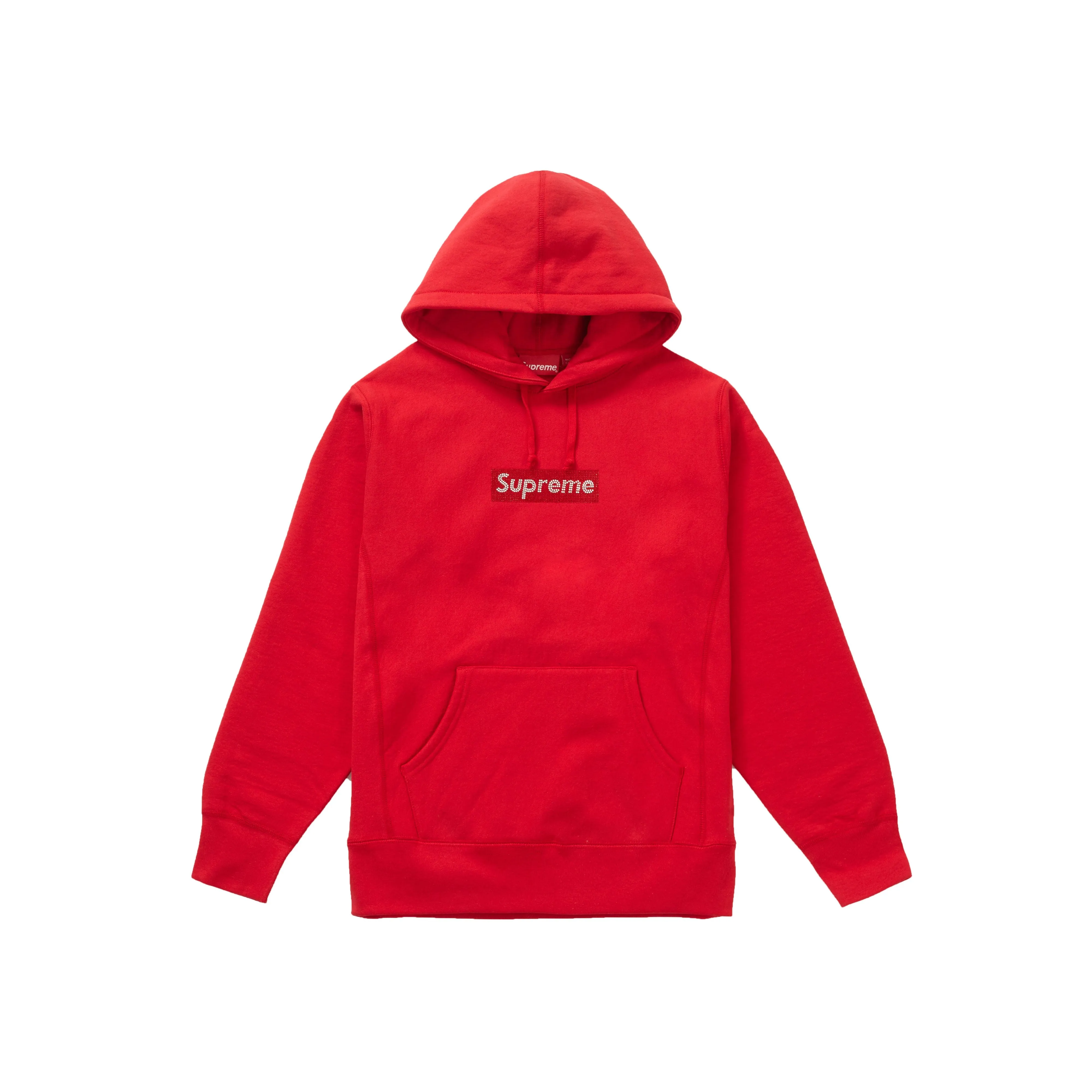 Supreme Swarovski Box Logo Hooded Sweatshirt Red