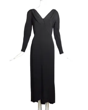 TALMACK-1950s Black Silk Evening Dress, Size-4