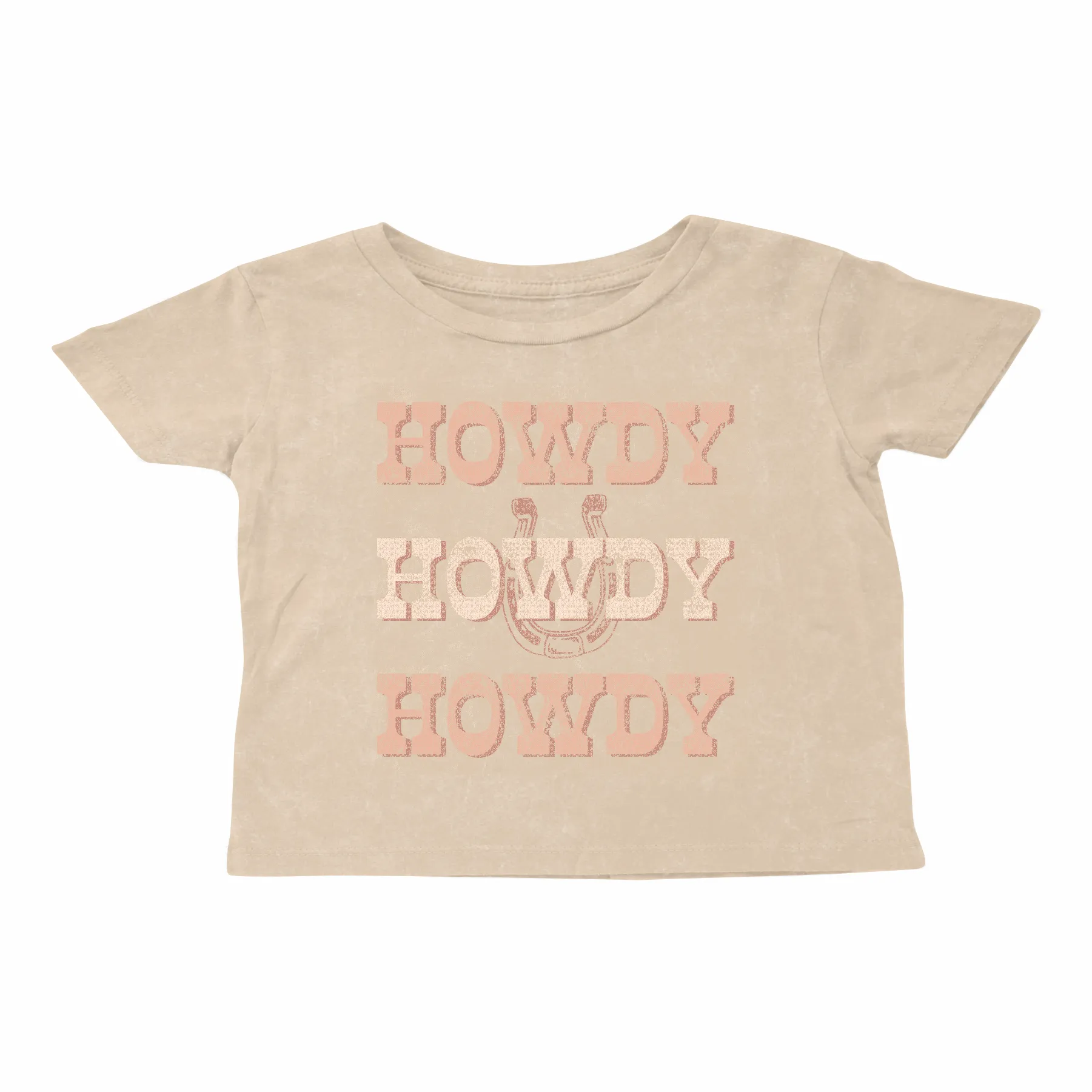 Tiny Whales Girls Howdy Mineral Wheat Boxy Tee