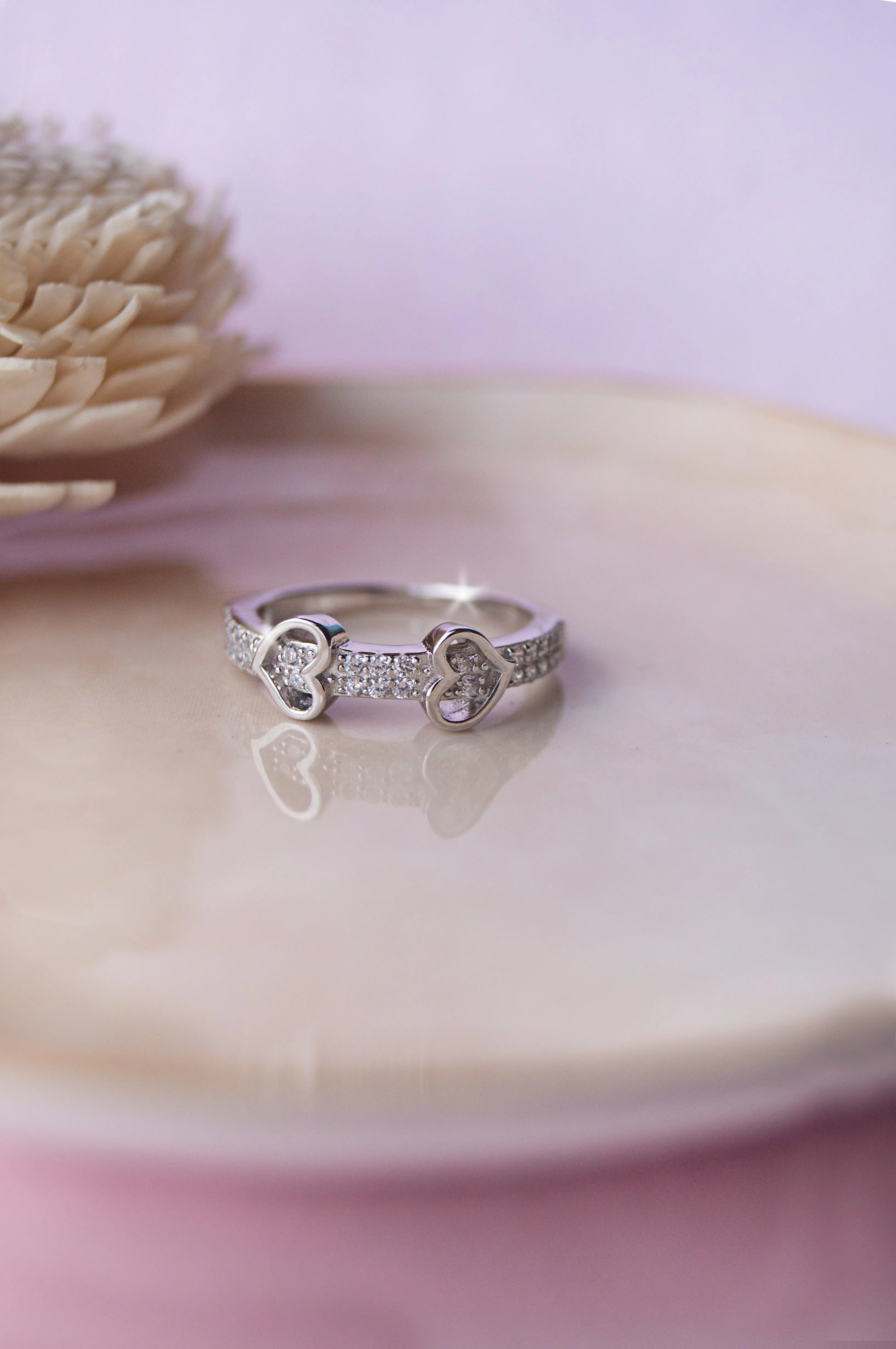 Together In Our Hearts Sterling Silver Ring