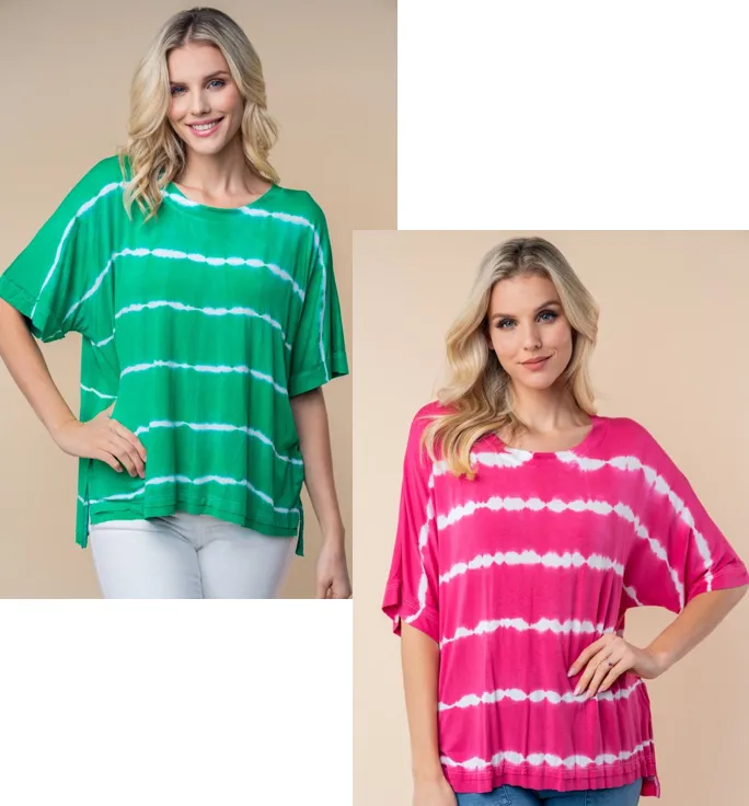 White Birch Tie-Dye Striped Top - 2 colors PREORDER