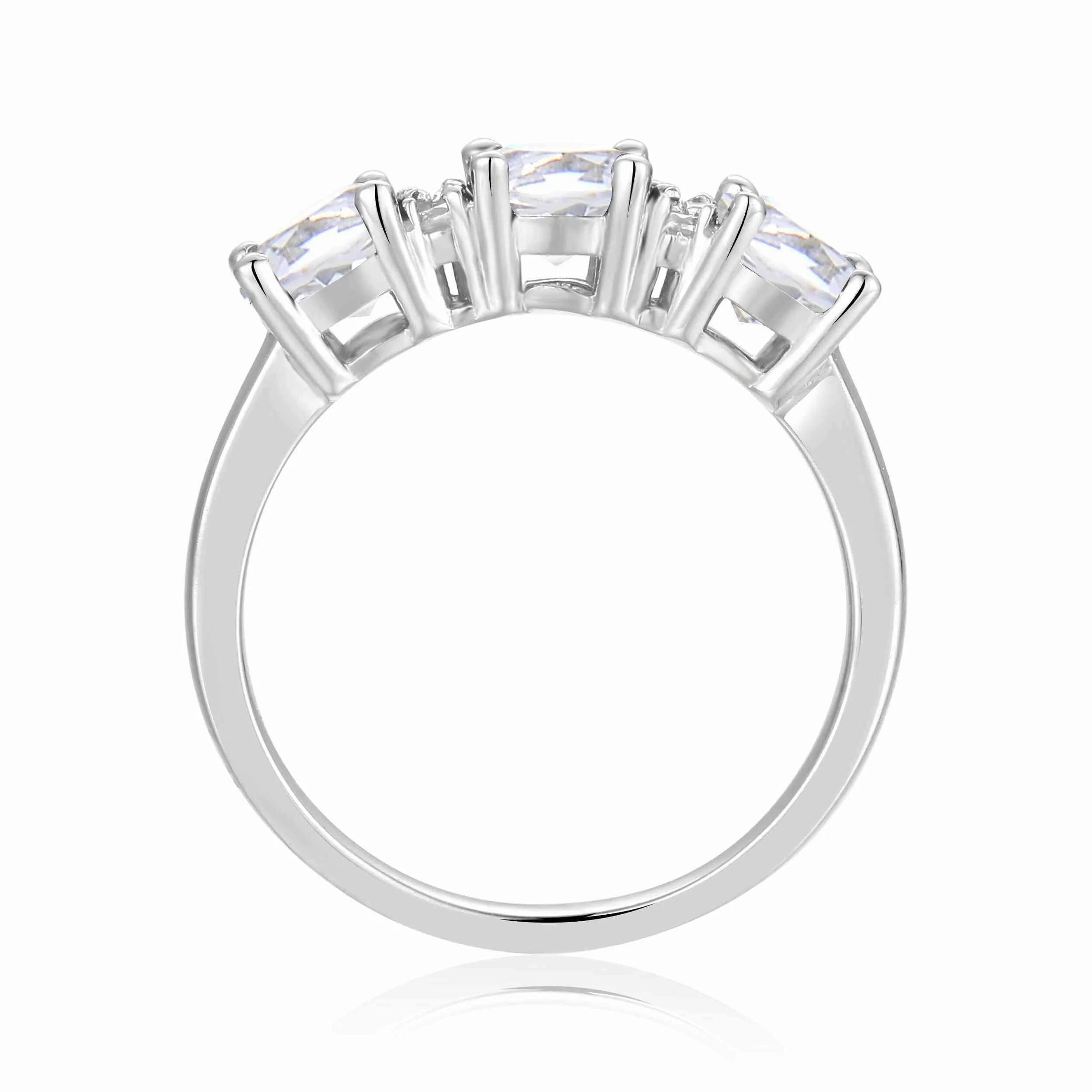 White Topaz Three Stone Ring