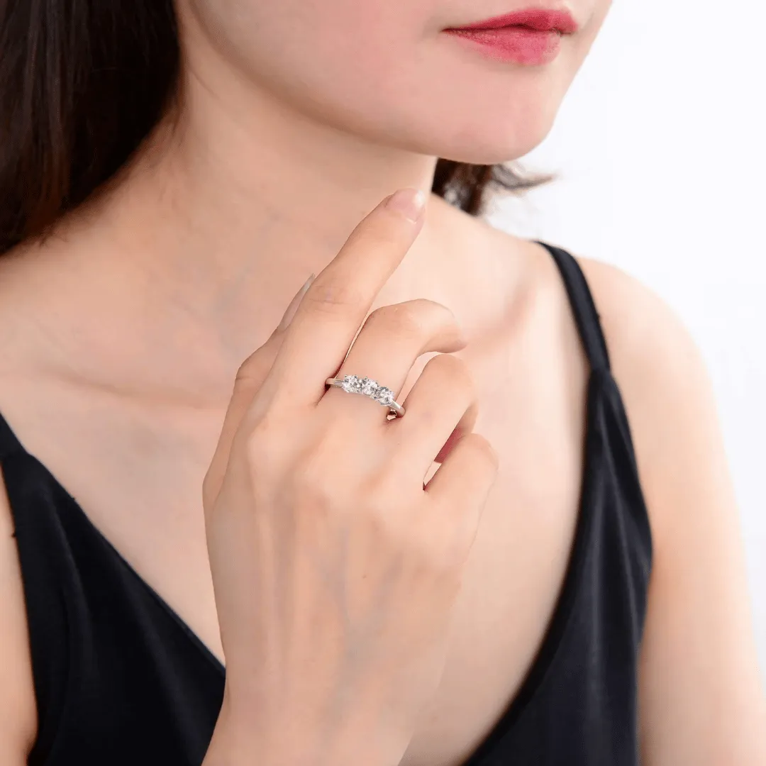 White Topaz Three Stone Ring