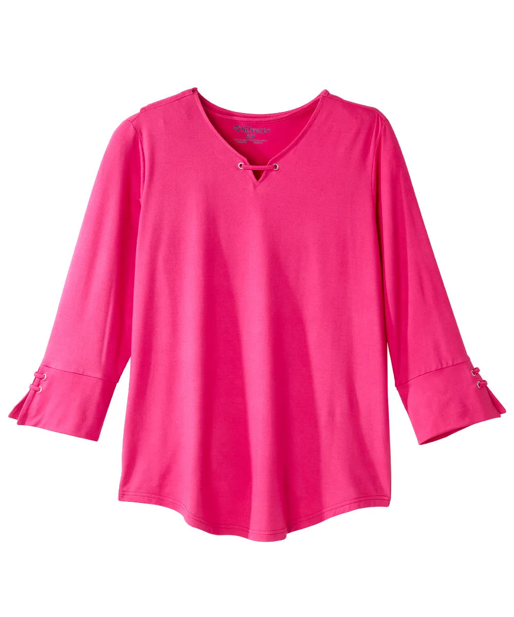 Women's Notched Top with Back Overlap